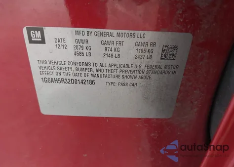 2013 Cadillac Ats Luxury из США, поврежденный, VIN 1G6AH5R32D0142186